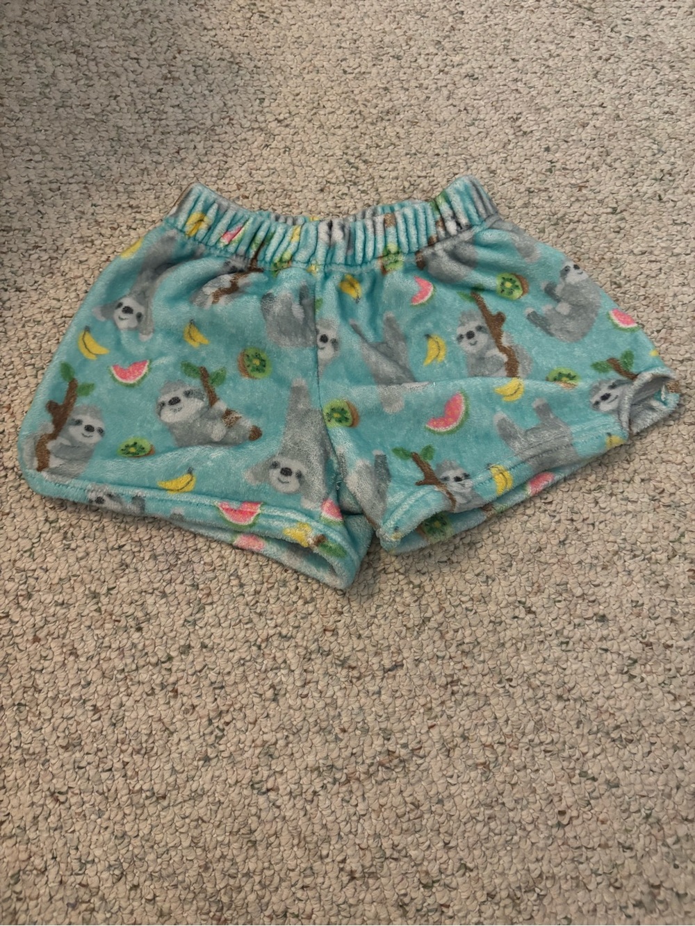 Iscream Aqua Sloth Fleece Sleep Shorts with Elastic Waist